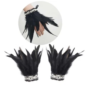 Wrist Cuffs Bracelets with Ribbon Ties Feather Bracelets for Cosplay Costume - Picture 1 of 14