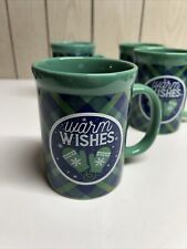 Designpac Warm Wishes Green Blue Plaid Pattern 12 oz. Ceramic Coffee Mug Cup