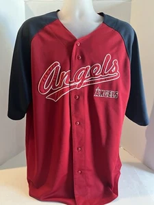 Los Angeles Angels Vintage MLB True Fan Stiched Button-Up Trikot Rot/Blau Gr. XL - Bild 1 von 7