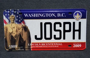 2009 Washington DC District of Columbia Vanity License Plate - JOSPH  JOSEPH JOE - Picture 1 of 3