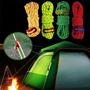 PP Polyester Luminous Paracord Ropes 4mm Reflective With Hooks Camping - Picture 1 of 16