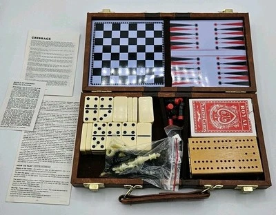 Travel 6 in 1 Magnetic Game Set In Faux Leather Case - Chess / Checkers / Etc - Image 1 of 4