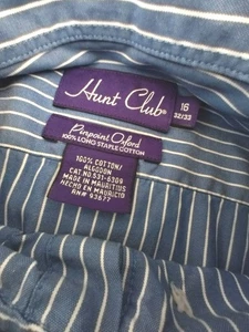 Camicia elegante uomo Hunt Club 16 32/33 blu a righe con bottoni manica lunga  - Foto 1 di 12