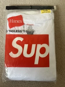 Supreme Hanes Tee Shirts Tagless 3-pack (White) Size L/g Large 42”-44” BNIB - Picture 1 of 8
