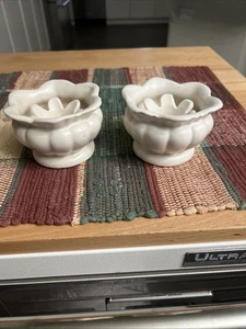 (#688) VTG Pair 2 Haeger Ceramic Pottery Creamy White Candle Stick Holders - Picture 1 of 12