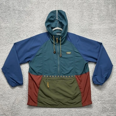 LL Bean Jacket Mens XL Colorblock Aztec Hooded Nylon Pullover Anorak Windbreaker - Image 1 of 4