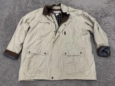 Columbia Field Jacket Mens XXL Tan Full Zip Canvas Corduroy Trim Wool Lined 2XL - Image 1 of 4