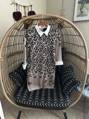 Cynthia Rowley Merino Sweater Dress Womens Small Gray Black Wool Nylon Career - Image 1 of 4