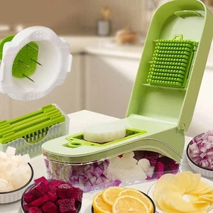 With Basket Vegetable Chopper Easy Pour Opening Vegetable Cutter  Kitchen Item - Picture 1 of 12