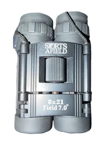 SPORTS AFIELD Black 8X21 Field 7.0 Mini Compact Binoculars With Case - Picture 1 of 6