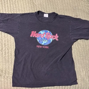 Vintage Hard Rock Cafe T-Shirt New York USA 90s Single Stitch Black Mens XL - Picture 1 of 5