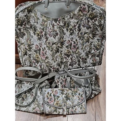 Vintage American Flyer 5 Pc Floral Tapestry Luggage Set - Image 1 of 4