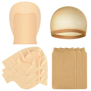 Nylon Bald Cap Set for Halloween, 6 Latex Makeup Caps for Adults & Cosplay - Picture 1 of 12
