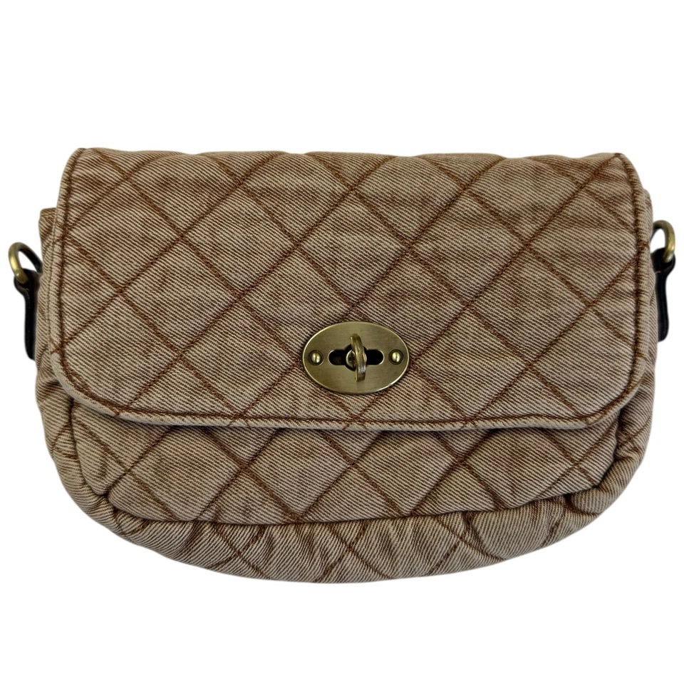 Patricia Nash Acolchado Denim Bonny Bandolera Galleta Bronceado Cartera SIN CORREAS Cartera Foto 1 de 4