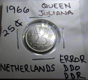 1969 Niederlande Queen Juliana Koningin der Nederlanden 25 Cent Fehlermünze DDO-R - Bild 1 von 15