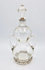 JAMES POWELL GLASS STERLING SILVER MOUNTED DECANTER London 1894 WILLIAM HUTTON - Picture 1 of 11