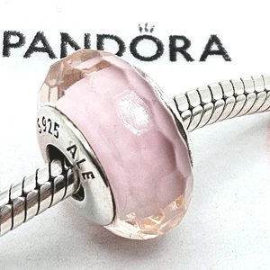 ● Original Pandora Charm mit Makel! "Murano Rosa Facetten" 791069 Glas, Silber - Bild 1 von 4