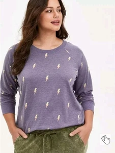 Torrid French Terry Pullover Lighting Bolt Felpa Grafica Taglie Forti 00 M/L - Foto 1 di 15