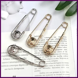 Lady Large Safety Pins Vintage Alloy Double Lion Head Brooc Women DIY Waist - Picture 1 of 24