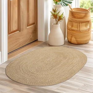 Alfombra de cocina trenzada marrón multicolor para interiores y exteriores - Imagen 1 de 17