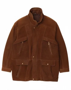 KARTEL Mens Leather Coat UK 44 2XL Brown Leather CK02 - Picture 1 of 7