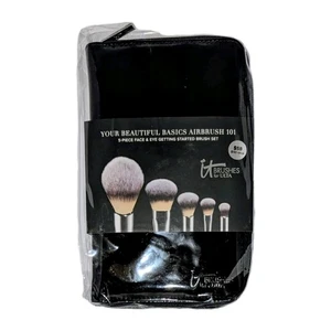 IT Makeup Brushes Beautiful Basics Airbrush 5 Pcs & Case Ulta Brush Set NEW GIFT - Picture 1 of 15