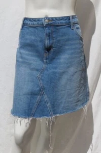 Minigonna jeans dritti denim elasticizzato blu OLD NAVY US XL 16 orlo sfilacciato usata in ottime condizioni - Foto 1 di 7
