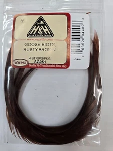 WAPSI 4 Strips GOOSE BIOTS #SG051 " Rusty Brown " BIOTS Fly Tying - Picture 1 of 2
