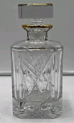 "Decantador de whisky graffiti antiguo estante superior, cristal sin plomo usado en excelente estado 8,5"" T" Foto 1 de 4