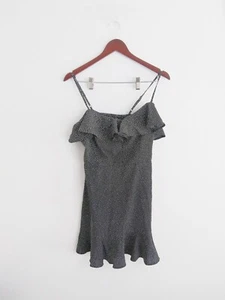 Band of Gypsies Boho Chic Black White Mini Dress SZ M Ruffle Tiny Polka Dots - Picture 1 of 12