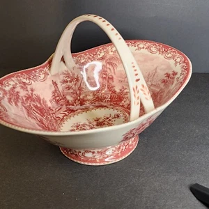 Vintage Oval Handled Bowl Burton & Burton Bogart GA Red & White Historic Design - Picture 1 of 18