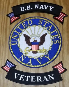 Parche trasero ""veterano"" de 10 pulgadas de la Marina de los Estados Unidos con rockeros arriba y bajos. - Imagen 1 de 2