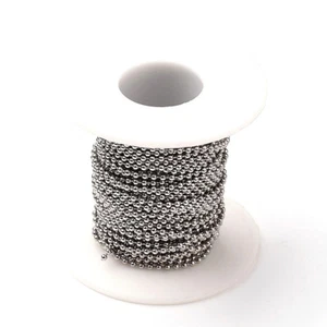 164 Fuß/Rolle 304 Edelstahl Perlen Kugelketten gelötet kleine Schnurspule 2 mm - Bild 1 von 2