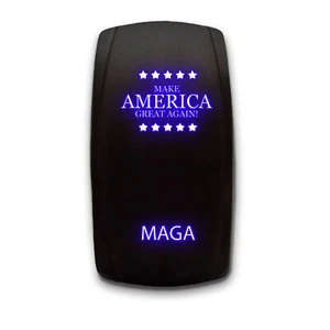 [MAGA] Interruttore a bilanciere SPST a 5 pin inciso al laser, 20 A, blu - Foto 1 di 5