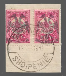 Albanien 1913.Albanisch. Original Aufdruck 2X20 Para. Türkei Briefmarke.R2. Gebraucht. - Bild 1 von 1