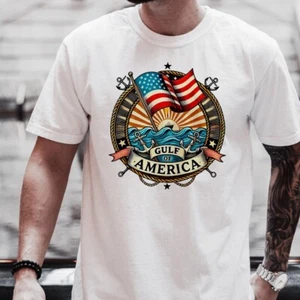 Welcome To America's Gulf USA America Flag Cotton T-Shirt - Picture 1 of 5