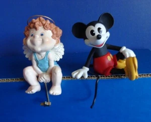 VINTAGE HALLMARK MICKEY MOUSE & LITTLE ANGEL STOCKING HOLDERS - Picture 1 of 9