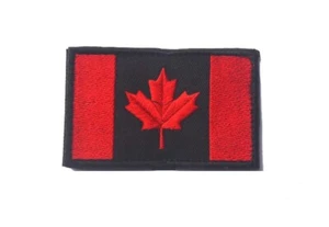 Parche de bandera de hoja de arce canadiense rojo y negro bordado cosido calcomanía de Canadá - Imagen 1 de 1