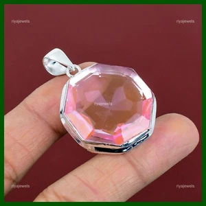 Natural Pink Kunzite Engagement Bezel Mother New Pendant Jewelry Sterling Silver - Picture 1 of 6