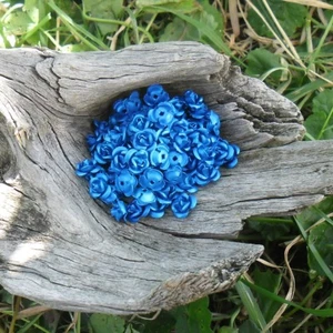 90 Beads Flowers / Roses Metal Aluminum 6 mm (Indigo Blue) - Picture 1 of 1