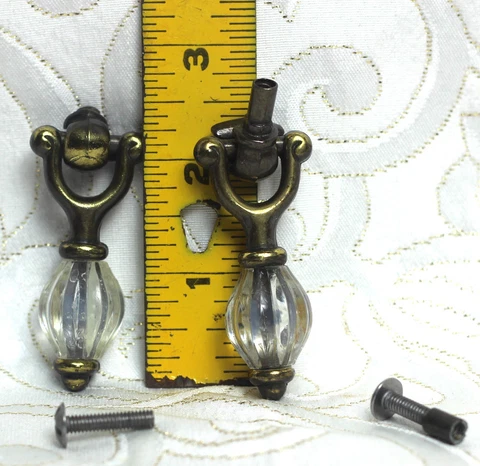 Antique Drop Drawer Knobs with Teardrop Glass Cover