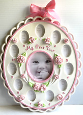 First Impressions My First Year Baby Photo Frame Oval White Pink Rose