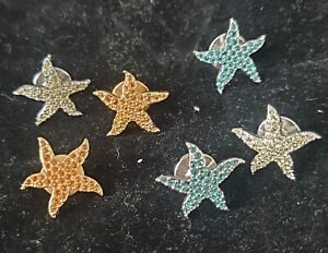 Swarovski Crystal Member Star Fish Brooch Pins X 6