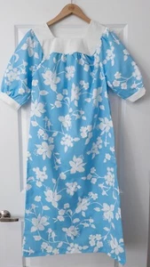 NWOT Women's 60s 70s Blue Floral Balloon Sleeves Square Neck Dress Size Small - Picture 1 of 7