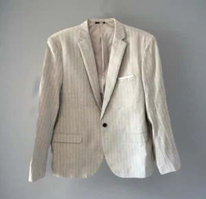 COOFANDY Men's Striped Gray Suit Blazer Slim Fit  Siz XL 46 - 48 Business Party - Picture 1 of 9