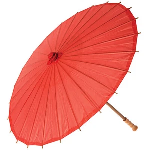 Sombrilla de papel y bambú chino con mango elegante - roja - Imagen 1 de 1