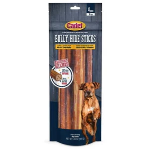 Cadet Bully Hide Sticks All-Natural Dog Chews Large (4 Count) Rich in Protein - Picture 1 of 12