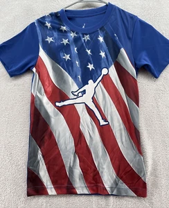 Air Jordan Shirt Boys Small Jumpman Short Sleeve USA American Flag Performance - Picture 1 of 7