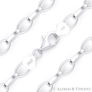8mm Romy Link Italian Cable Chain Bracelet in Solid .925 Italy Sterling Silver - Picture 1 of 2