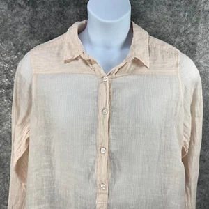 Camisa Lucky Brand Mujer Grande Rubor Mezcla de Lino Rayas Lagenlook Cottage Boho - Imagen 1 de 11